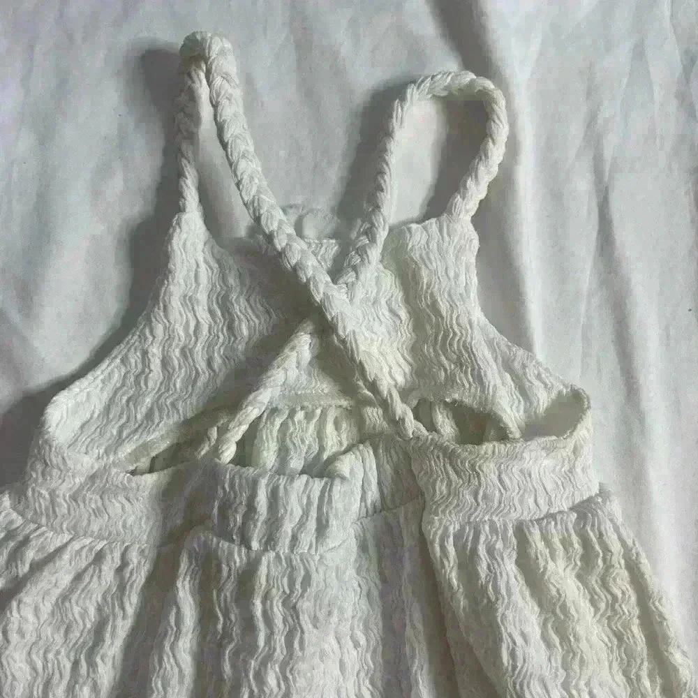 Zara Girls Textured Flower Dress Size 7 White